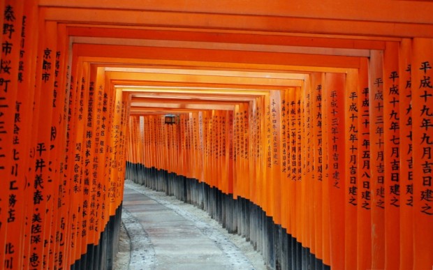 جاده دروازه قرمز، معبد فوشیمی‌ایناری کیوتو، ژاپن